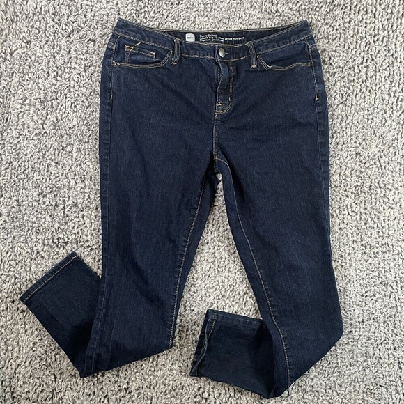 Mossimo Denim Jeans Curvy Skinny Women's 10S Blue Mid Rise Whiskers Dark Wash - Picture 1 of 8